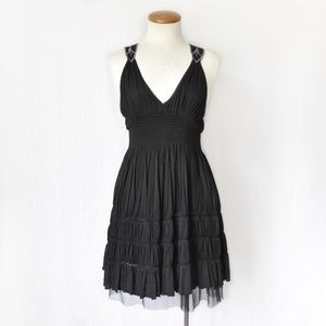 Free People Black & Turquoise Embroidered Dress